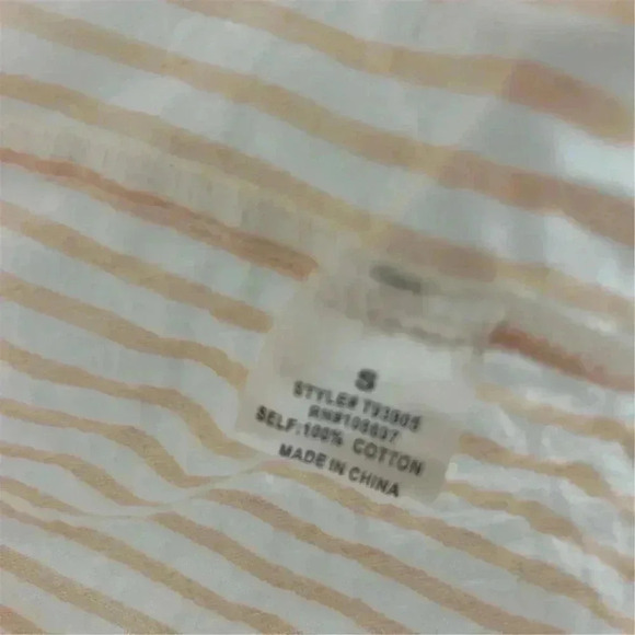 Lipslide Women's S Pink Striped Peasant Lace Top 3/4 Sleeve Lace Detail - Picture 6 of 8